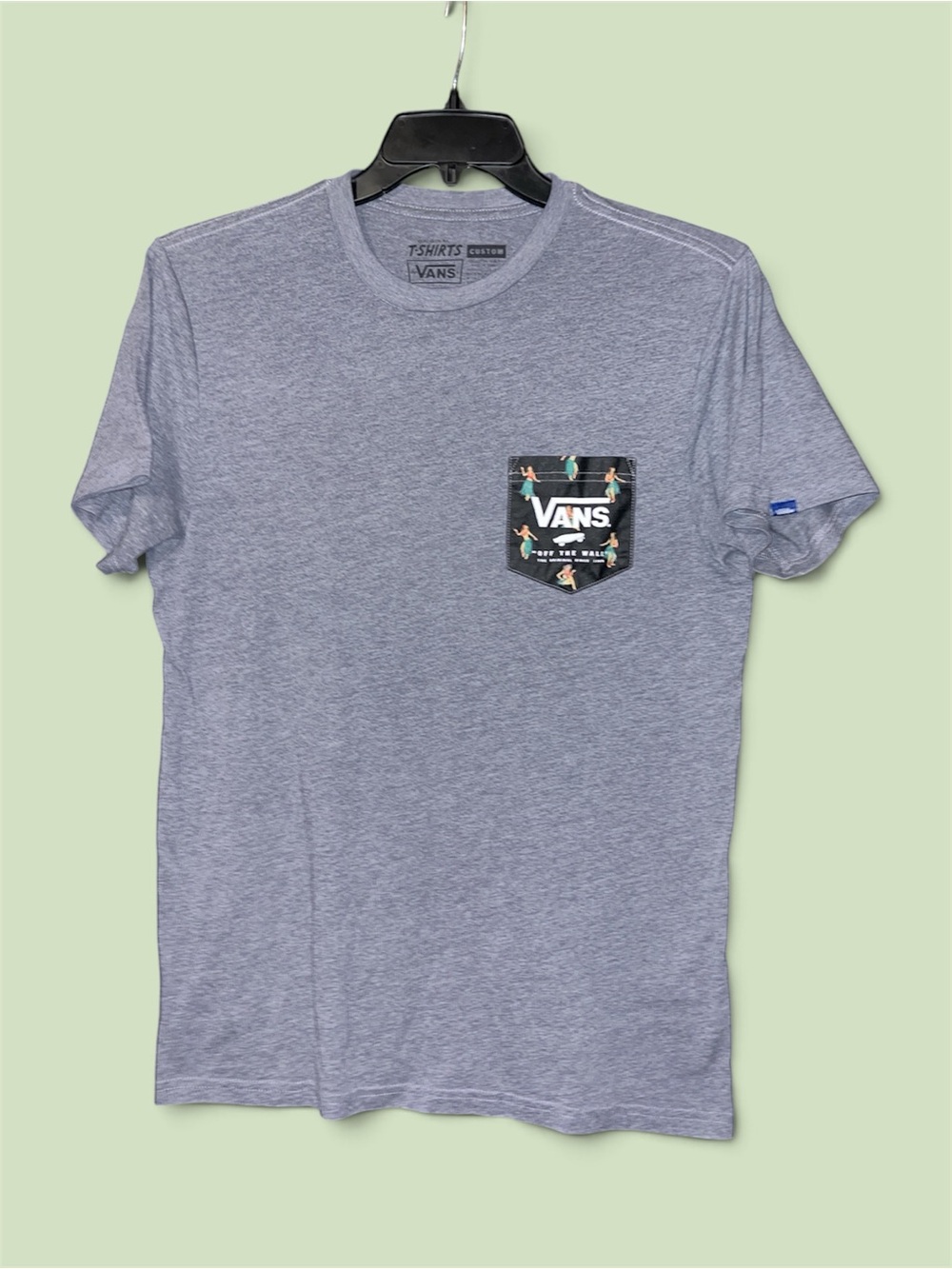 Vans Light Gray Short Sleeve Pocket Tee with Patterned Pocket